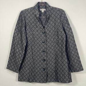 Coldwater Creek Grey Tunic Top Women's Small Textured Art To wear Metallic Sheen